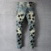 Men's Black Stars Embroidery Patchwork Ripped Skinny Denim Distressed Blue Jeans