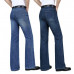 Men Bell Bottom Flared Jeans Slim Denim Pants Retro 60s 70s Bootcut Trouser Blue