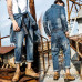 Men Denim Jumpsuit Detachable Jeans Overalls Casual Slim Rompers Cowboy Trousers